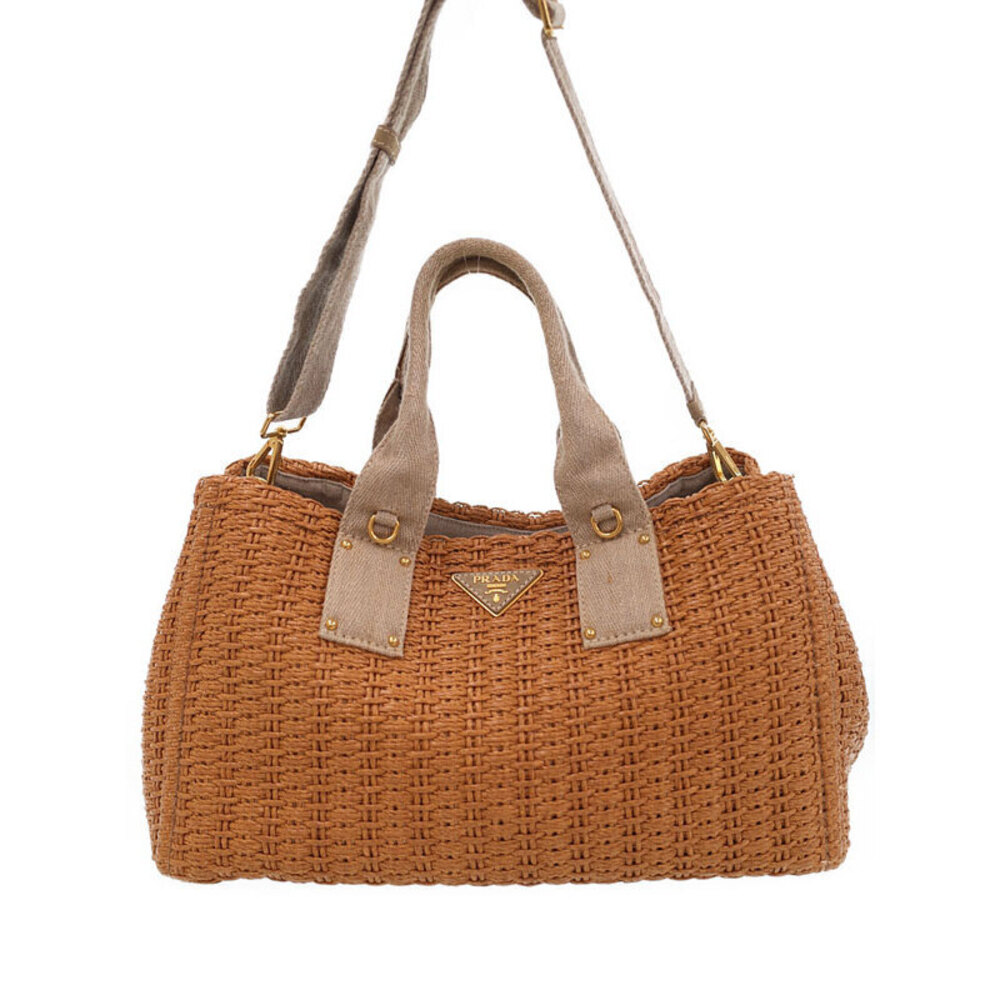 Prada Straw Tan Tote Bag